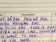 Un bilet cu instrucţiuni în „engleză” pentru alba-neagra, găsit lângă London Bridge