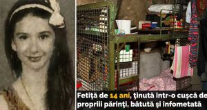 ţinută de părinţi într-o cuşcă