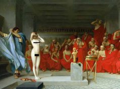 Phryne, curtezana salvată de la moarte, datorită frumuseţii corpului său curtezana salvată de la moarte