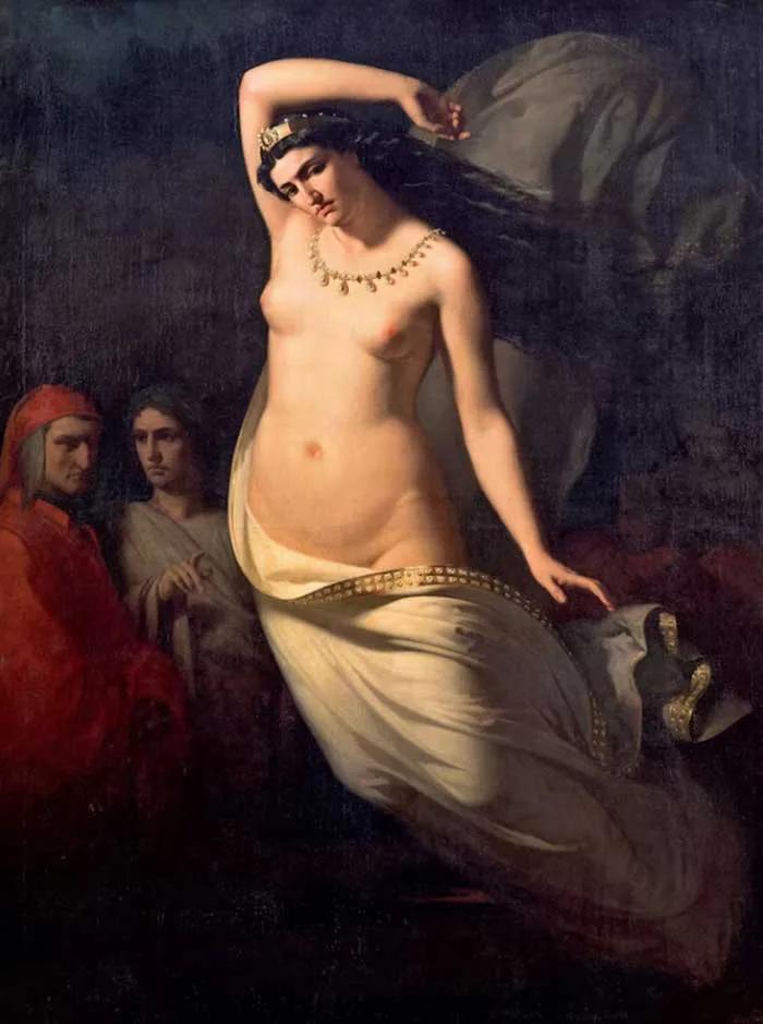 O pictură din secolul al XIX-lea realizată de José Casado del Alisal la Facultatea de Arte Frumoase din Madrid o înfățișează pe Semiramida în Infernul lui Dante, parte a marii opere din secolul al XIV-lea a poetului, Divina Comedie. Dante a plasat-o pe regină în al doilea cerc al iadului, rezervat celor care au comis păcatul poftei, pe care el îi compară cu stoluri de păsări. Alături de Semiramida se află și alte seducătoare: Elena din Troia și Cleopatra.