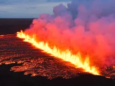 foc în Islanda vulcan