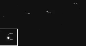 Sonda Psyche a surprins Pământul și Luna într-o imagine de la 290 de milioane de kilometri depărtare