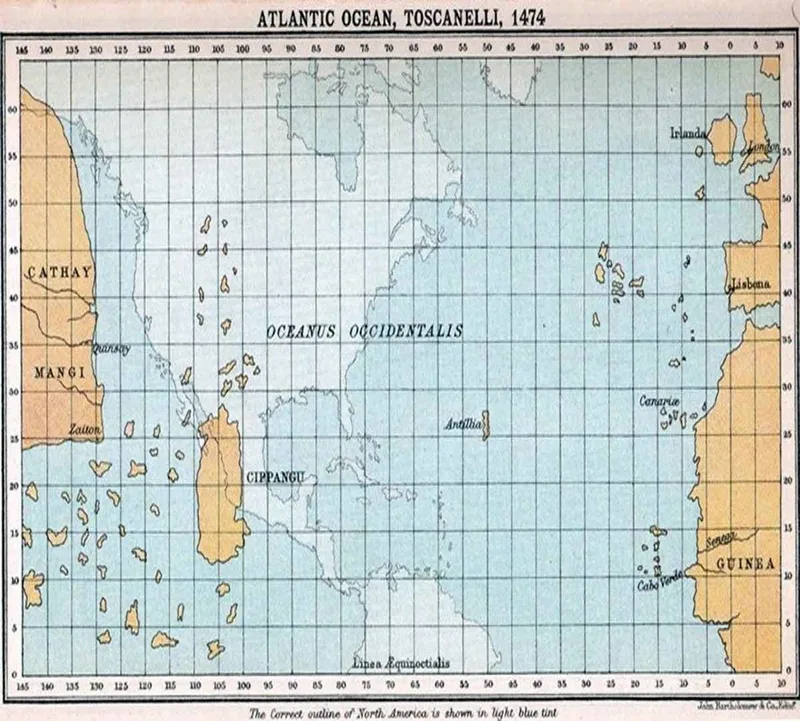 Hartă din 1474 cu o hartă modernă suprapusă