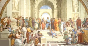 academia lui platon „Școala din Atena” – Frescă realizată de Rafael, reprezentând Academia lui Platon din Atena. În centru îi putem vedea pe Platon și Aristotel, discutând. Fresca decorează acum camerele cunoscute sub numele de Stanze di Raffaello, din Palatul Apostolic din Vatican.