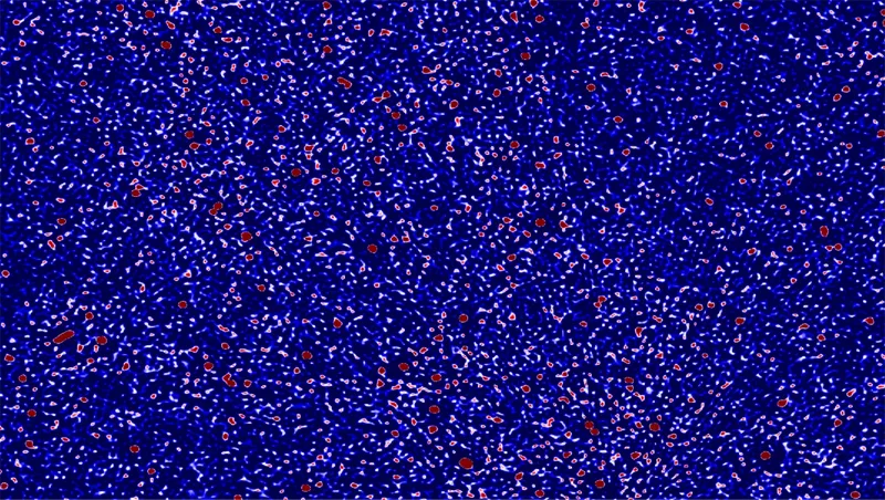 O imagine a unei părți din cer văzută în lungimi de undă radio. Noile cercetări au eliminat multe surse de „zgomot” radio din apropiere pentru a se concentra asupra unora dintre cele mai vechi lumini din univers.
 