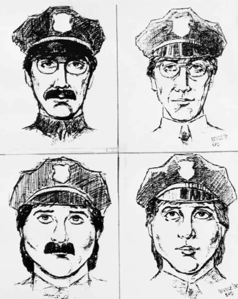 Schițe ale suspecților jafului realizate de FBI pe baza descrierilor martorilor.