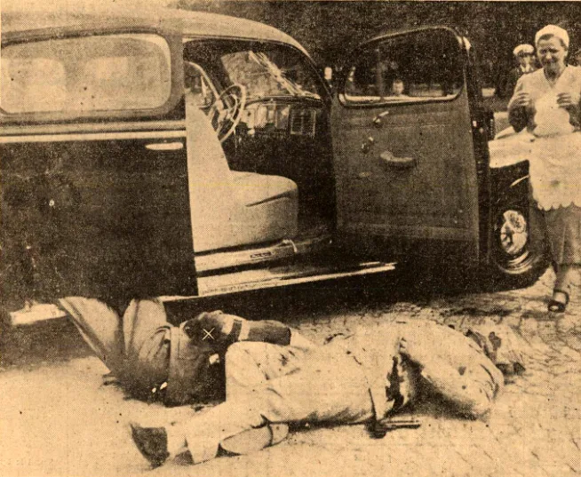 Trupurile neînsuflețite ale lui Armand Călinescu și Radu Androne după asasinat