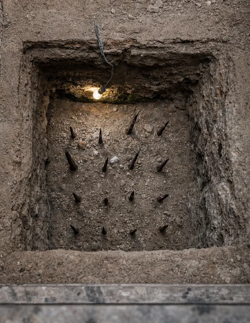 O groapă ascunsă, căptușită cu țepi