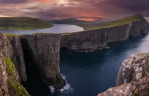 De ce Sørvágsvatn, lacul din Insulele Feroe, pare că plutește deasupra oceanului Sørvágsvatn, lacul din Insulele Feroe, pare că plutește deasupra oceanului