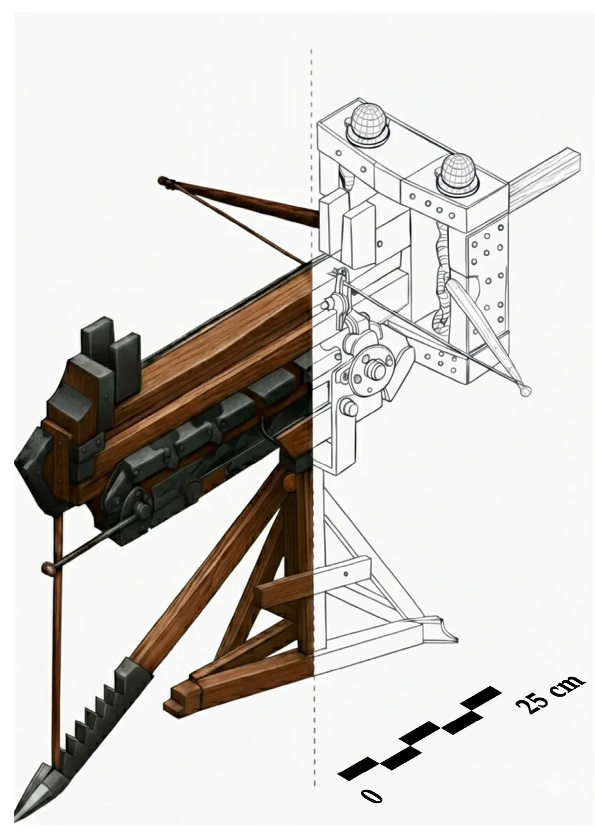 Arma antică de asediu detaliată