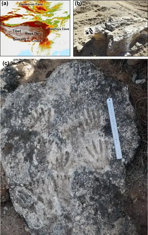 urme de mâini preistorice în tibet