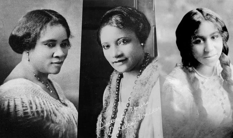 madam C.J. Walker, fiica sa, A’Lelia Walker, și nepoata sa, Mae Walker Perry