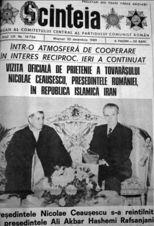 ultima vizită a lui Ceaușescu în Iran