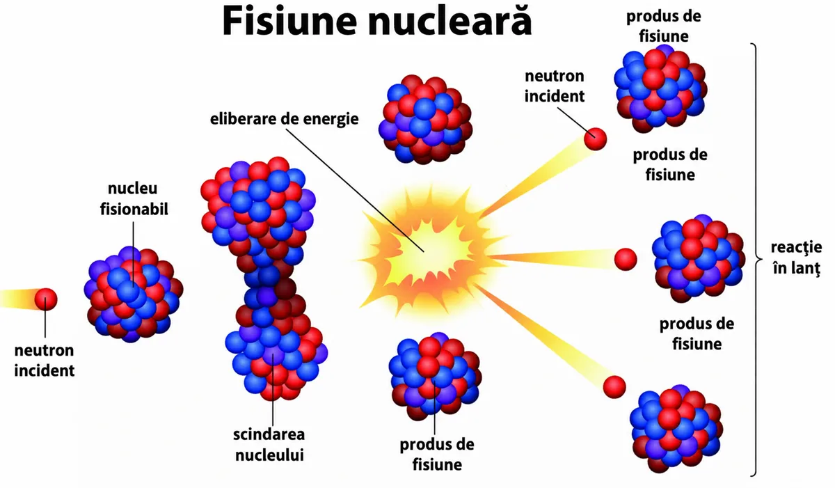 O imagine care explică fisiunea nucleară