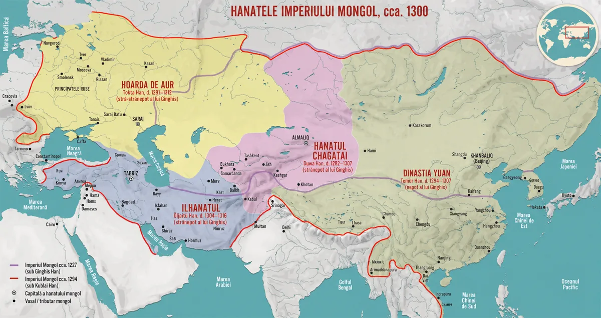 Harta Imperiului Mongol în secolul al XIII-lea