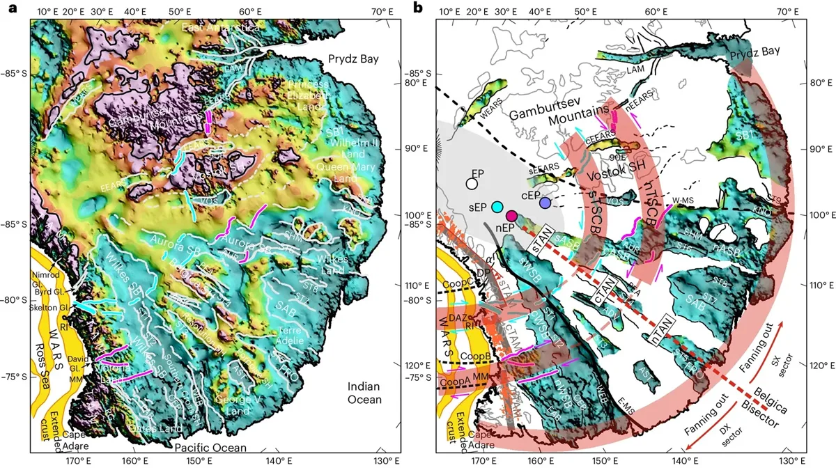 structură ascunsă sub Antarctica
