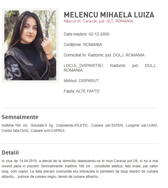 luiza melencu disparuta