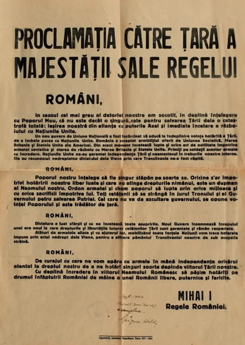 proclamatia regelui mihai 23 august 1944