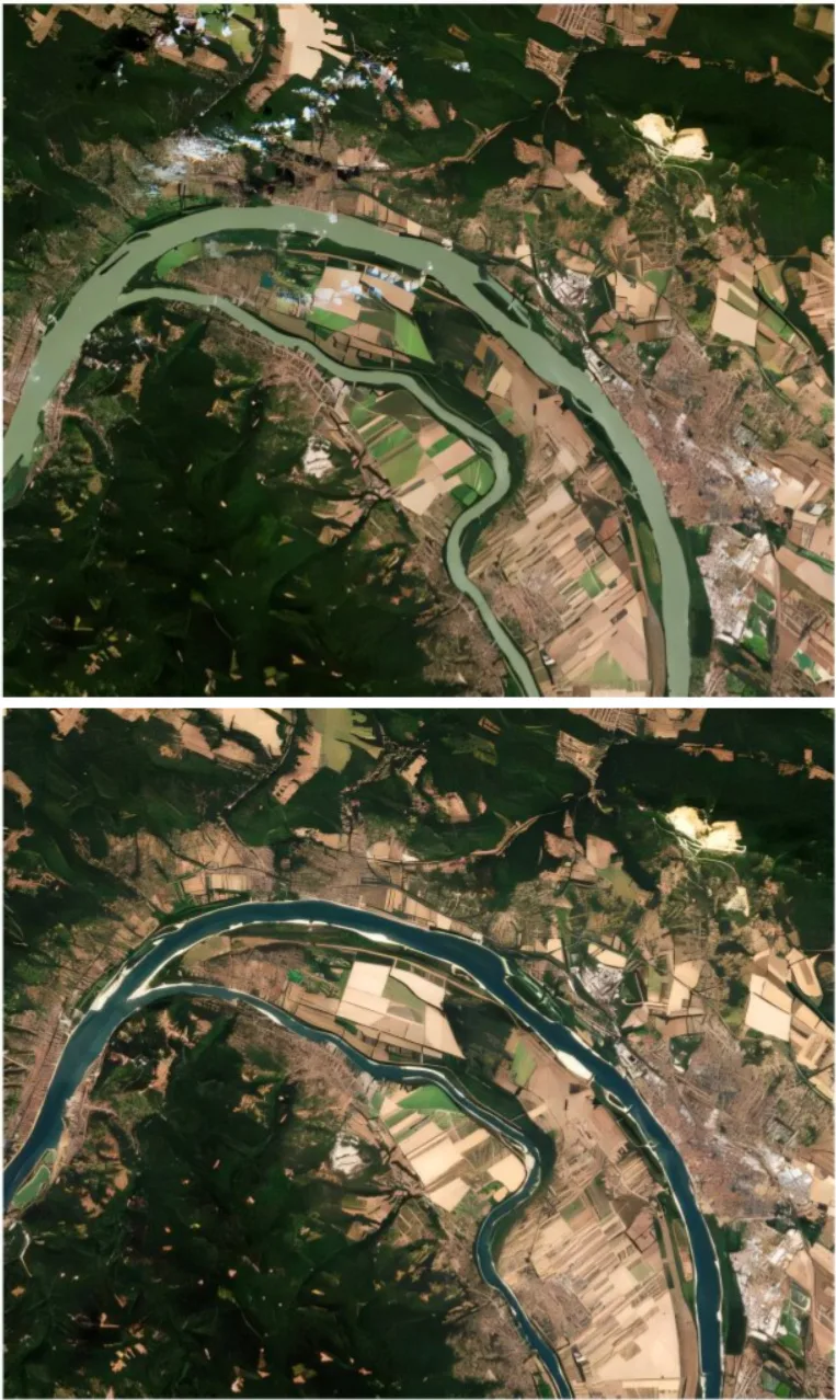 Copernicus Sentinel-2 prezintă un tronson al fluviului Dunărea